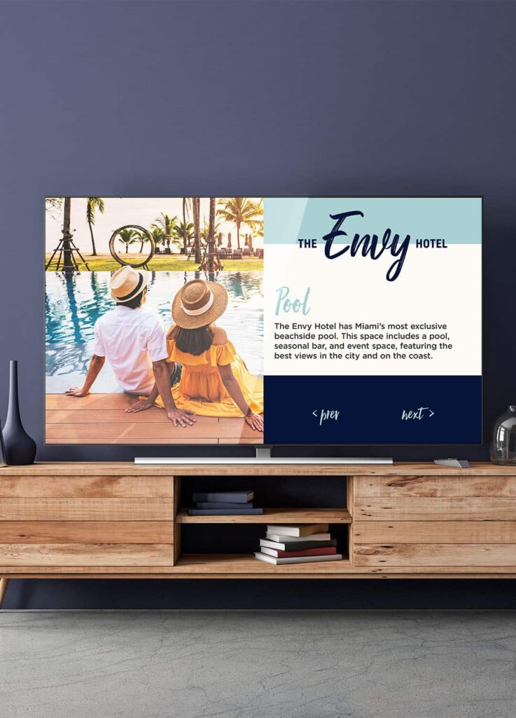 A CORE Create theme published on a TV in a hotel room