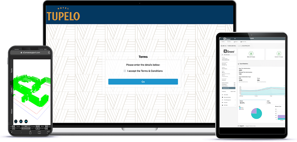 Enseo managed wi-fi screens on several devices