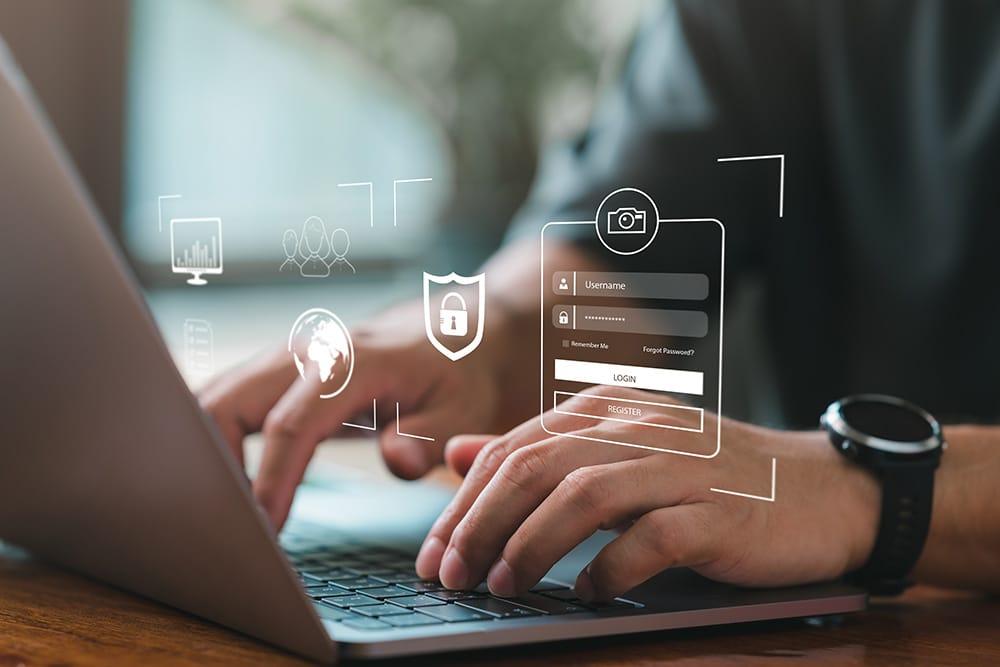 person securely logging into a hotel wifi network